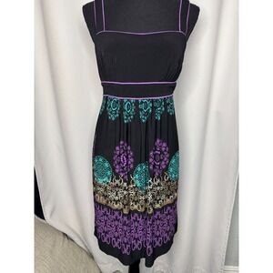 Women's Saint Tropez West Fit and Flare Dress‎ Black/Purple/Teal/Tan-10